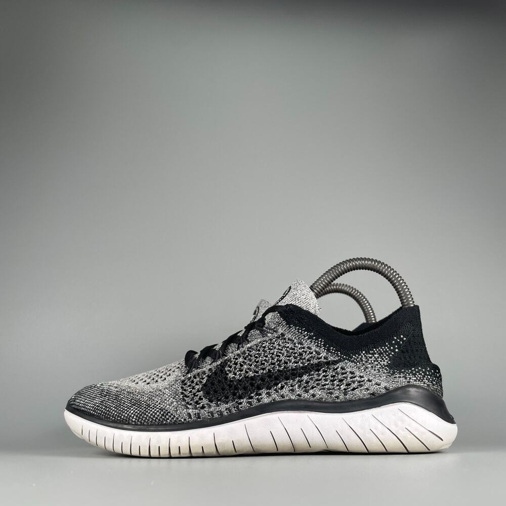 Nike Free RN Flyknit 2018 Women's 7.5 White Black Running Sneakers Athletic Shoe